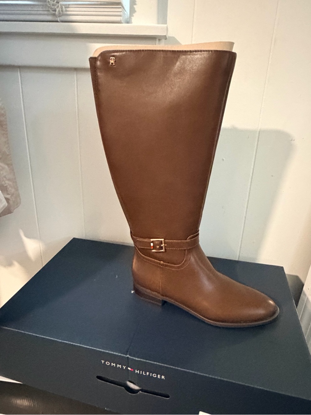 Tommy Hilfiger Tall Brown Leather Over-the-Knee Boots